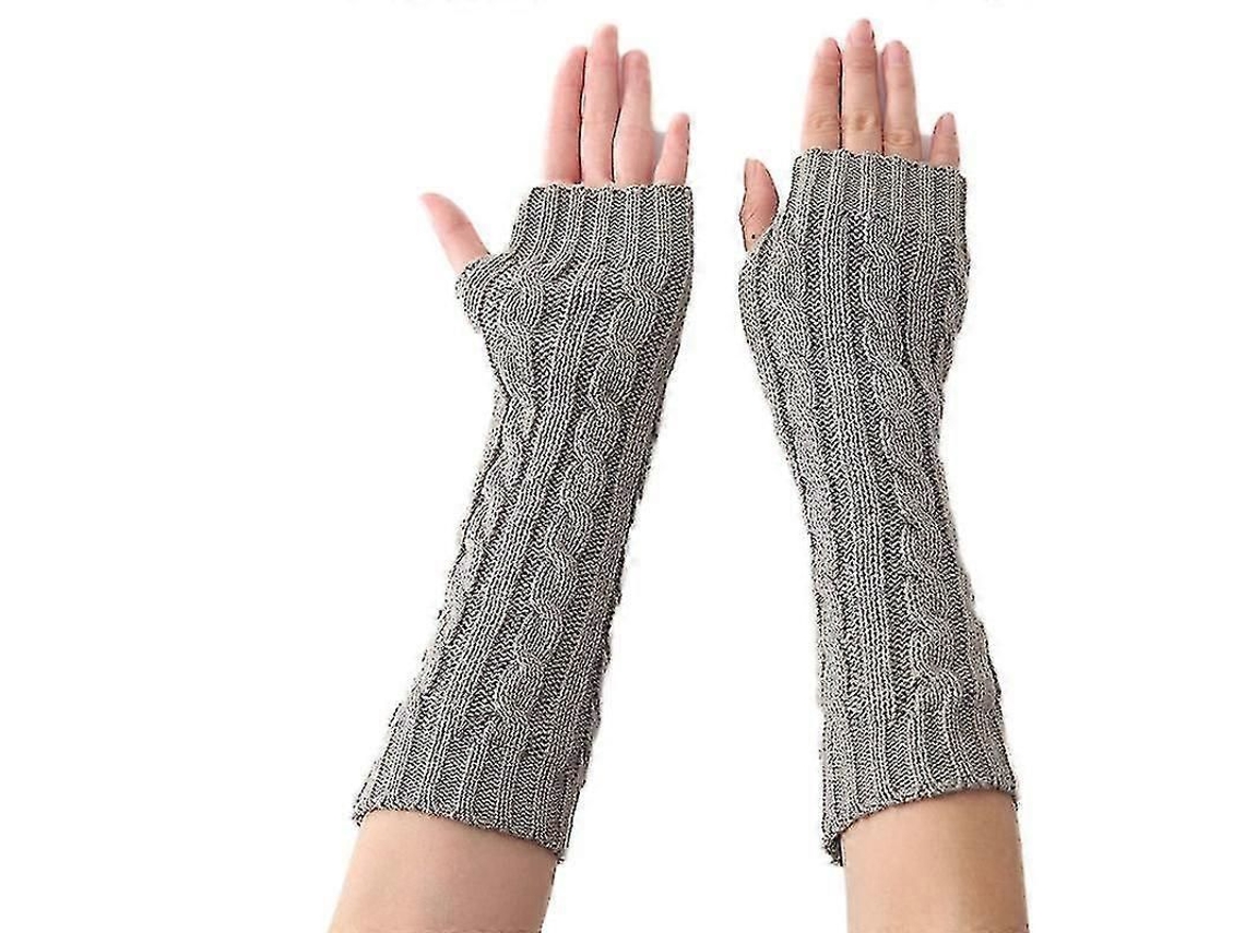 2026-guantes De Lana Tejidos Para Mujer Sin Dedos Largos Para Invierno Primavera Otoño Calientitos De Muñeca 30cm