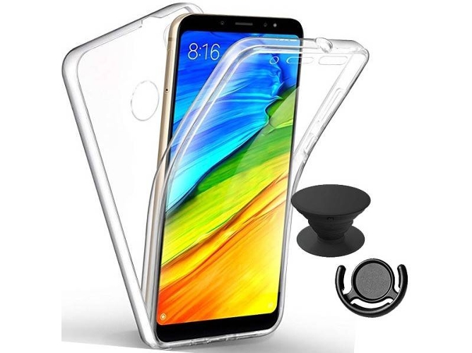 Kit Funda, PopSocket y Soporte PopSocketNegro Xiaomi Redmi 6, 6A 360º Transparente