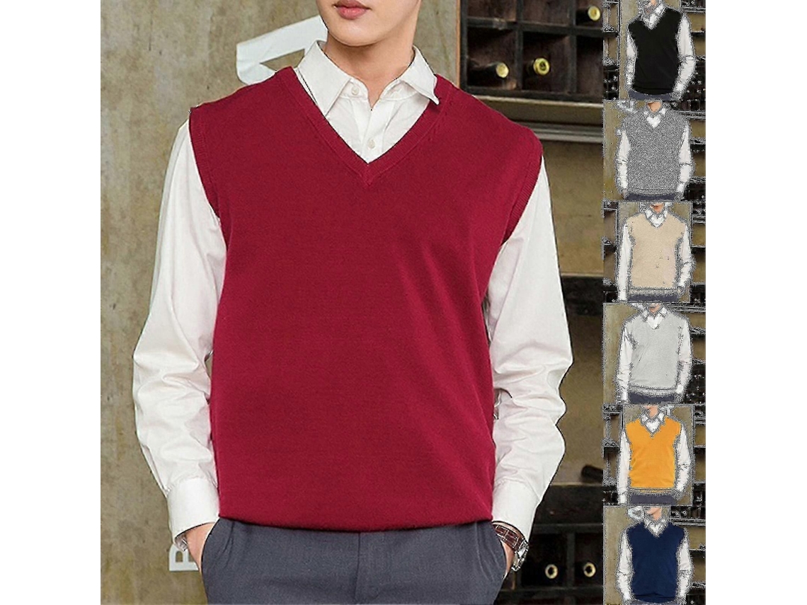 Chaleco sin mangas para hombre, holgado y cálido, con cuello en V, de Xinhan.