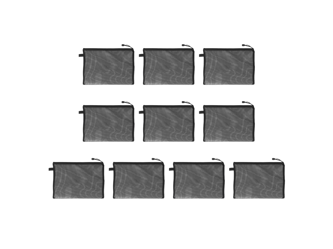 10 Bolsas De Malla Con Cremallera Transparentes De Nailon Tamaño A4 Para Archivos Documentos Y Papelería Escolar Negro