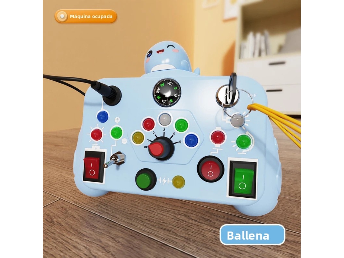 (azul) Tablero De Actividades Sensoriales Para Niños, Juguete De Educación Temprana, Botón, Interruptor, Enchufe, Luz Led, Juguete