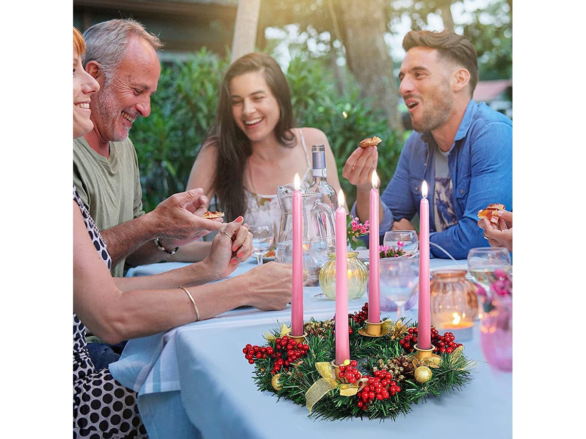 Corona Navideña De Adviento De 30 Cm Con Portavelas, De Acero Y Plástico (velas No Incluidas), Para Decoración Festiva.
