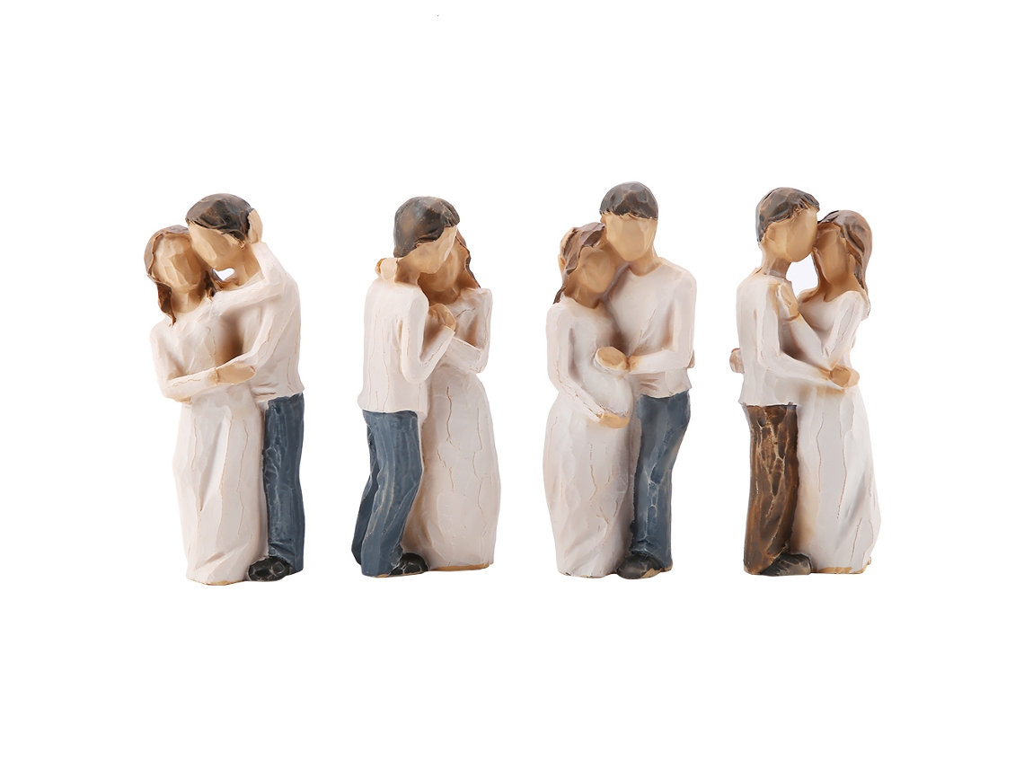 4pcs Figuras de Resina em Forma de Casal Decorativas para Lar Sculptures Estátuas Modelo