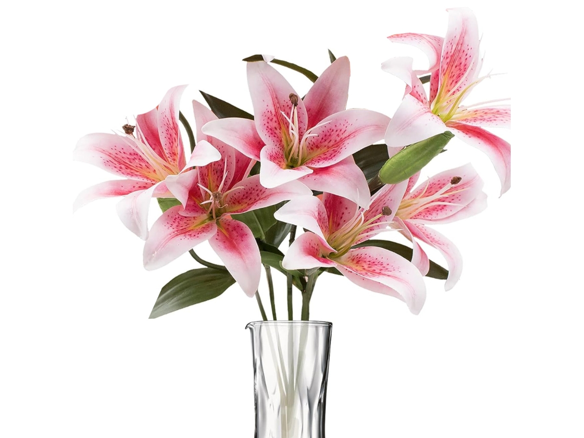 Paquete de 6 flores de lirio artificiales para decoración de bodas KOFIHETY