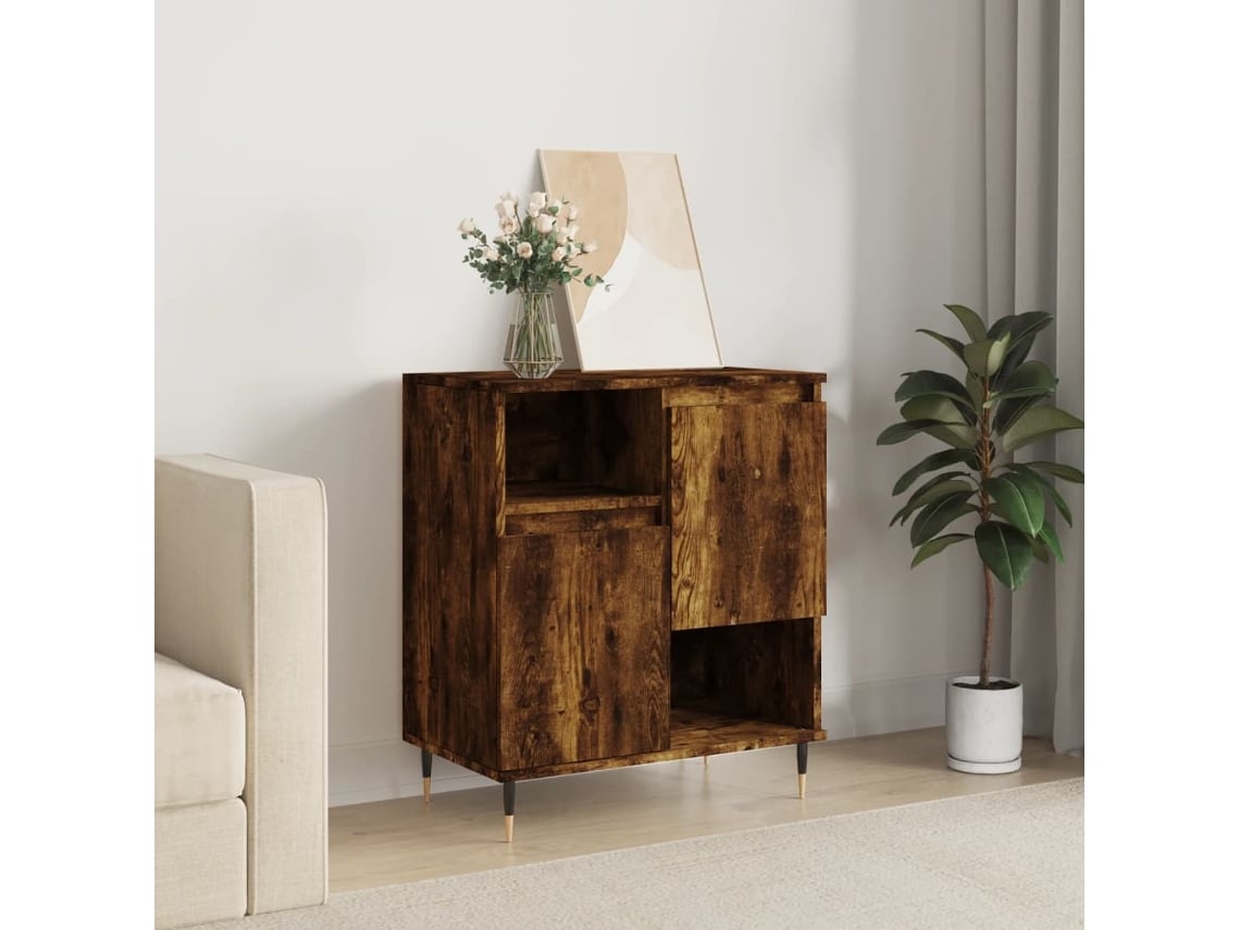 Aparador Madera Contrachapada Color Roble Ahumado 60x35x70 Cm
