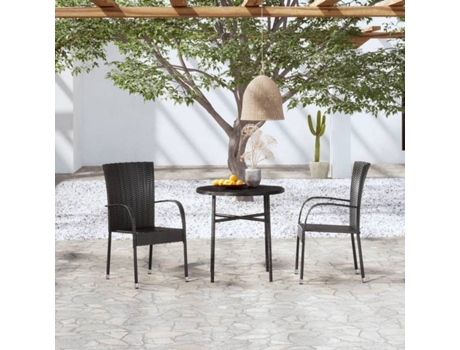 Conjunto 3 de comedor para jardín VIDAXL ratán sintético negro