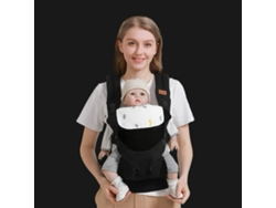 Portabebés ergonómico ajustable con toalla de saliva extraíble para recién nacidos de 3 a 48 meses, negro puro Digitallab