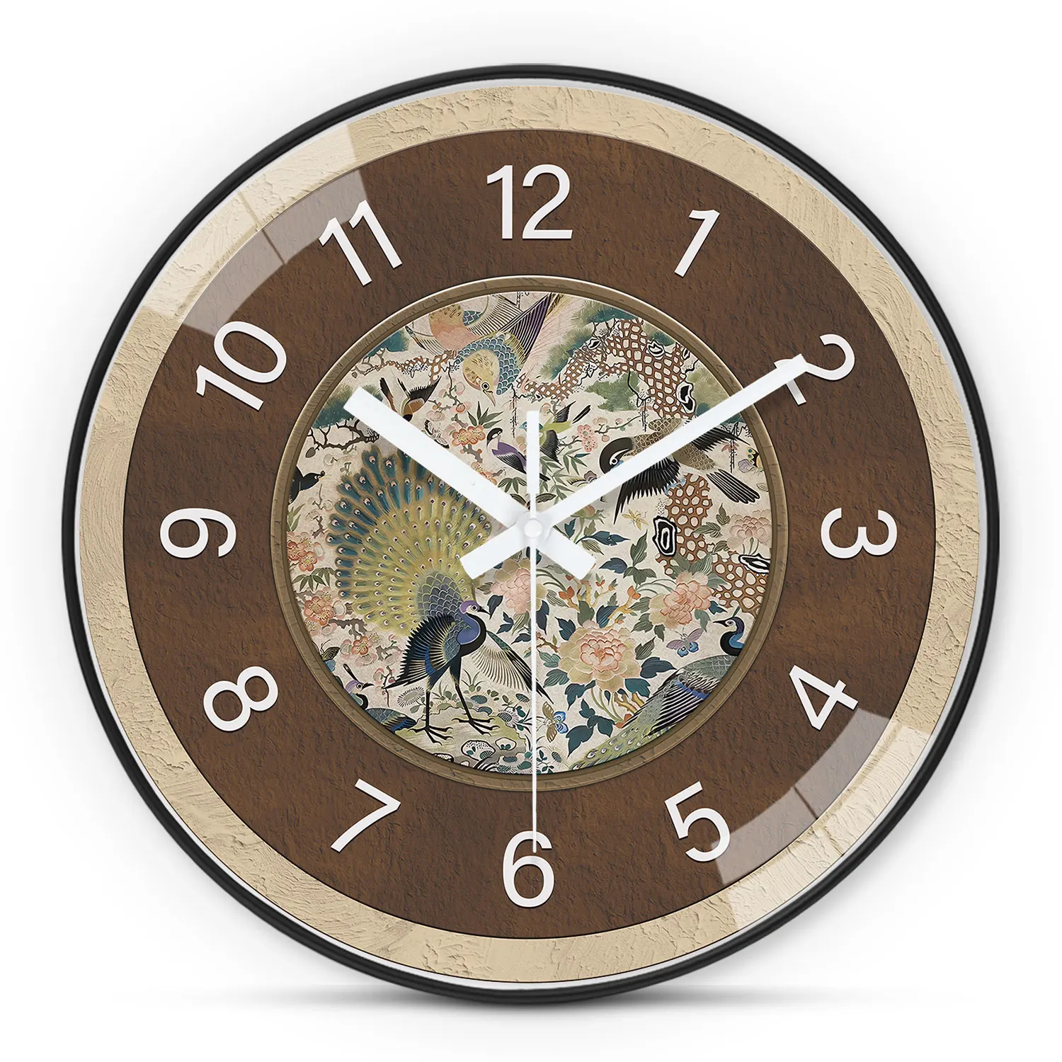 (10 Pulgadas) Un Reloj De Pared De Plástico Marrón Oscuro, Reloj De Pared Silencioso Con Temática De Paisaje Sin Tictac, Alimentado Por Baterías Aa.