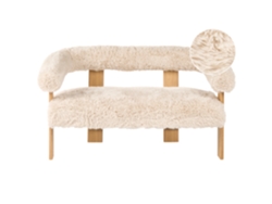 Sofá De 2 Lugares Beliani Ilbro De Pelo Sintético Branco 138x68x76