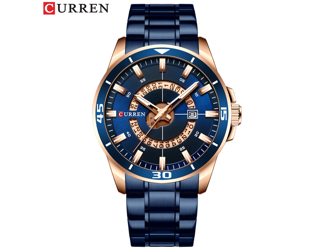 Reloj de cuarzo para hombre con calendario redondo (azul), estilo sencillo.