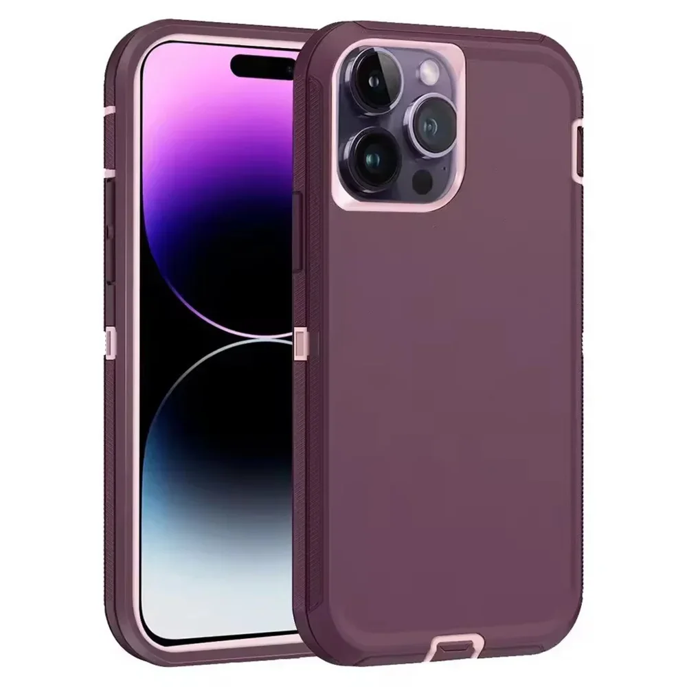 (color Vino Tinto, Iphone 14) Funda Para Teléfono 3 En 1 A Prueba De Golpes De Grado Militar, Adecuada Para Iphone, Funda Protectora Antivibración.