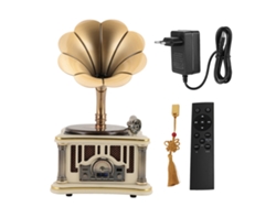 Tocadiscos Retro Con Reproductor De Cd, Bt, Usb Y Aux Para Decoración Hogar, Enchufe Eu, Blanco
