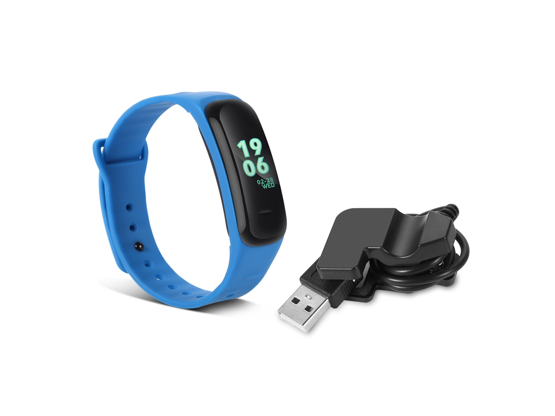 Pulsera inteligente F602 Pro: pantalla a color, monitorización de frecuencia cardíaca y presión arterial EOOCOO (azul)