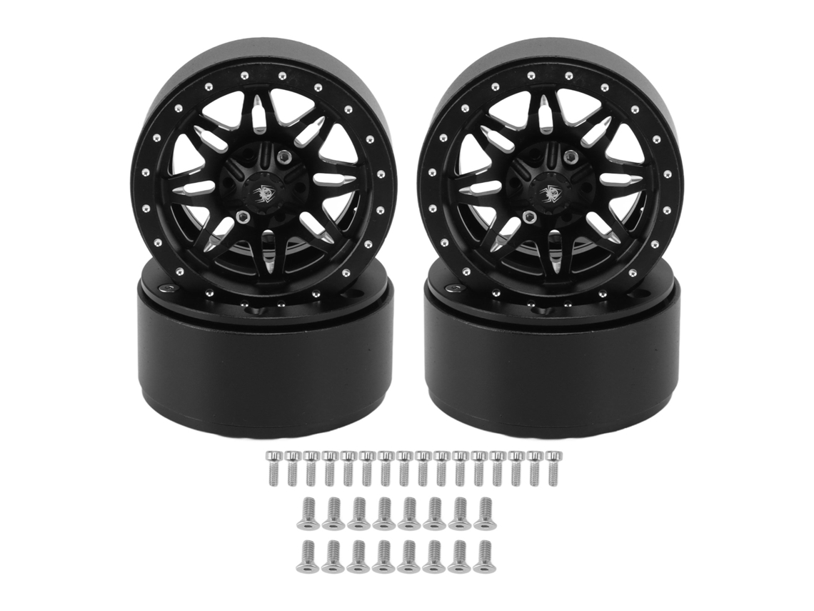 4pcs Cubos De Rueda Para Scx10 Traxxas Hsp Rc De Aluminio Estables Fáciles De Instalar Plata Negro