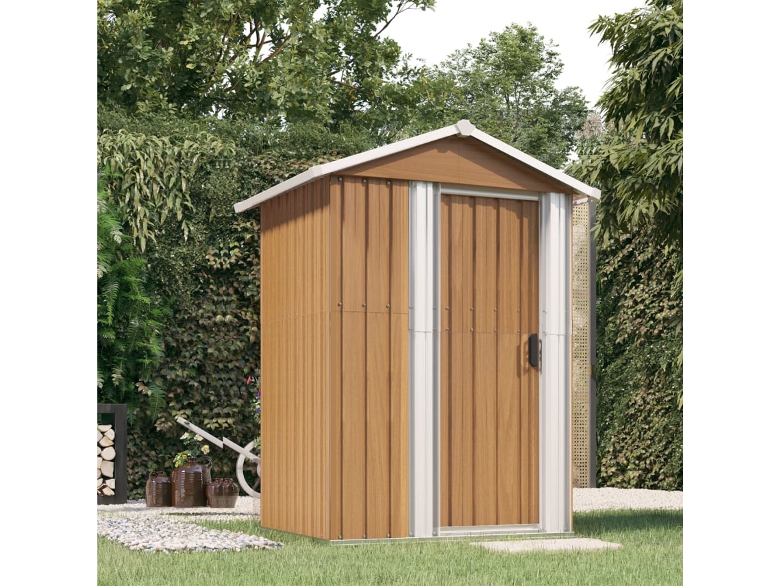 Caseta de jardín de acero galvanizado marrón, 126 x 97,5 x 177 cm, DKD Home Decor