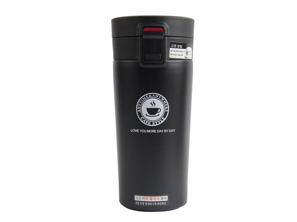 Termo de acero inoxidable, 380 ml - Negro