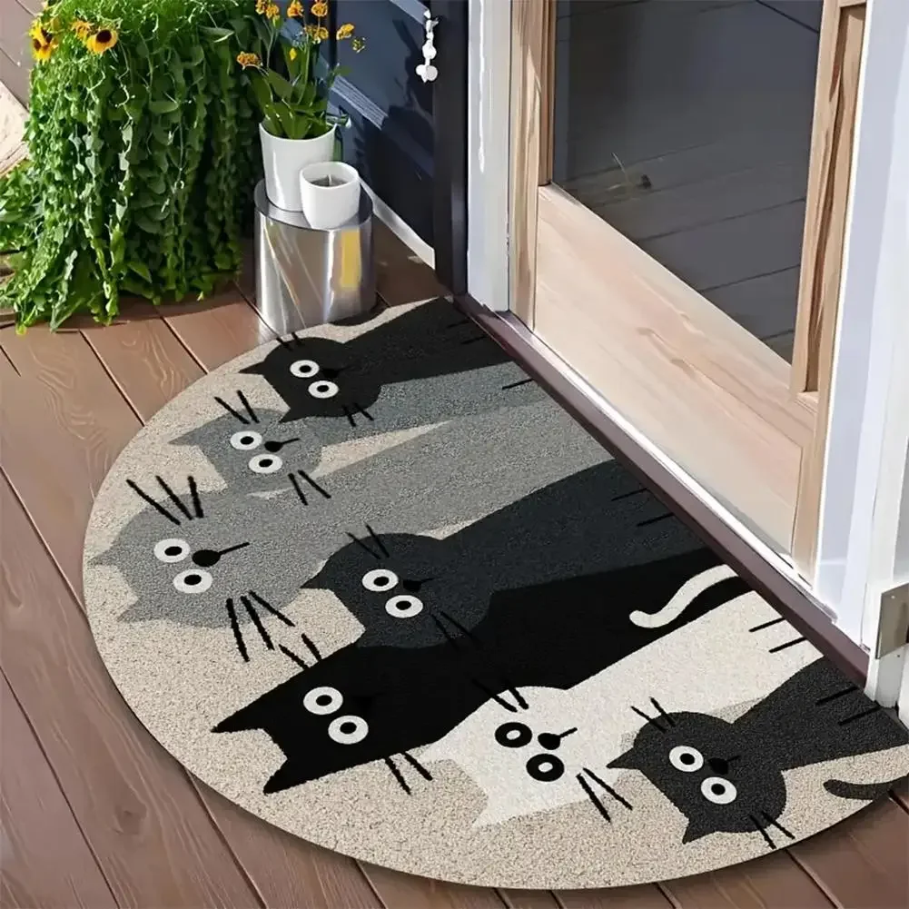 (estilo 2 45x70cm) Felpudo De Entrada De Estilo Retro Con Mosaico En Forma De Abanico Semicircular