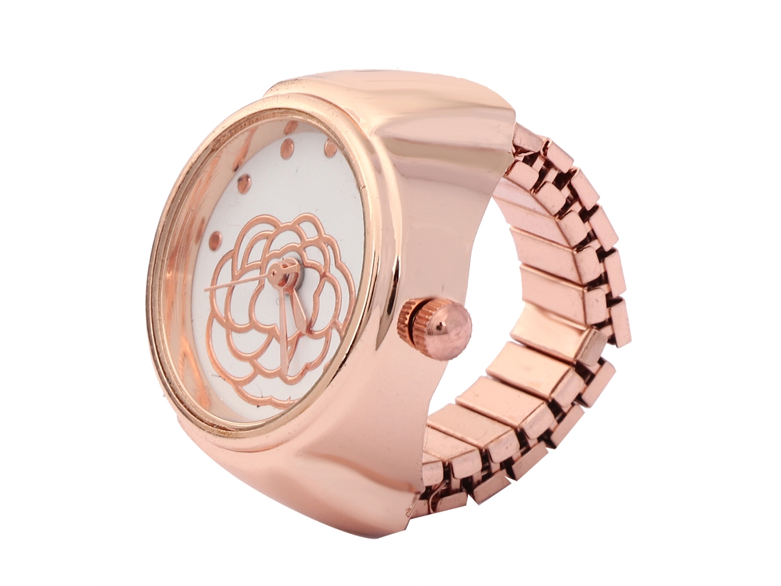 Reloj De Pulsera De Cuarzo Para Mujer, Esfera Redonda, Diseño De Flores De Rosa, Oro Rosa.