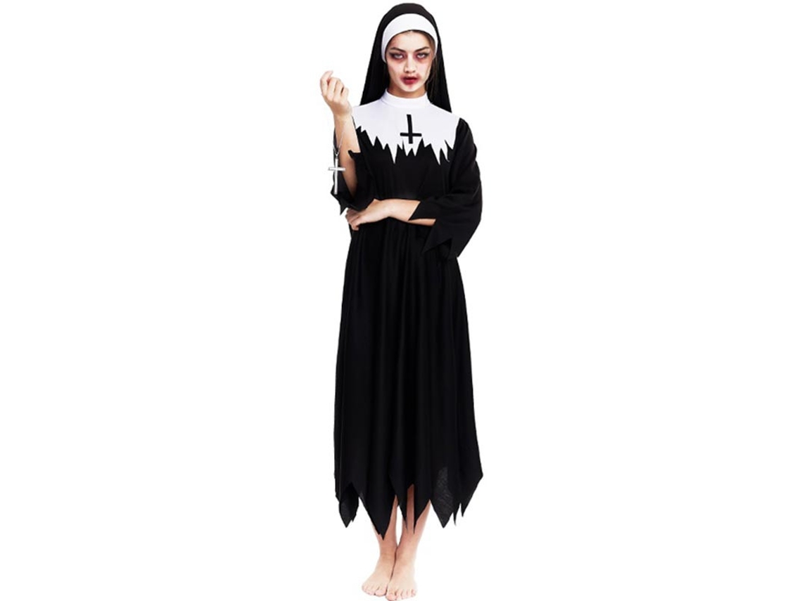 Disfraz de Monja Zombie túnica con picos para mujer