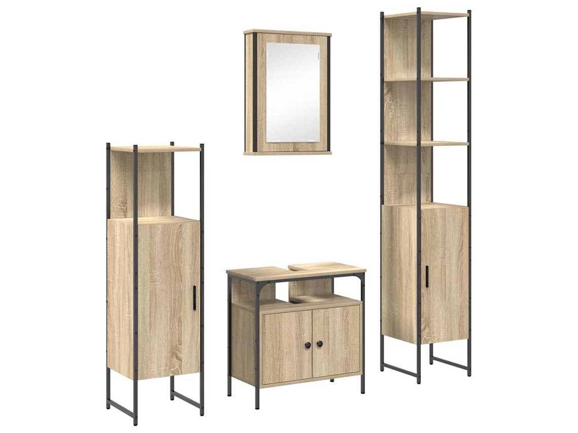 Juego de muebles de baño de 4 piezas de roble Sonoma EXCLUSIVO DE MAISON