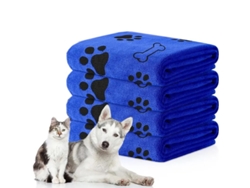 Juego De Toallas Para Perros, De Microfibra, De Secado Rápido Y Absorbentes, 40 X 24 Pulgadas, 4 Piezas, Color Azul. Panoona