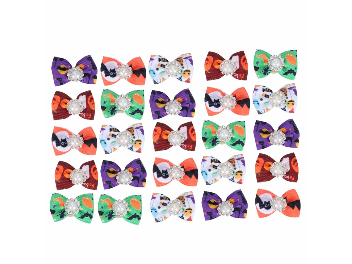 Omni-25pcs Adorno De Cabeza Para Mascota Con Moño Decoración Navidad Halloween Para Gato Perro