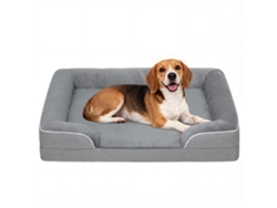 Cama Para Perros Y Gatos Con Base Antideslizante, Funda Extraíble Y Lavable, 91,5 X 68,5 X 16,5 Cm, Color Gris.