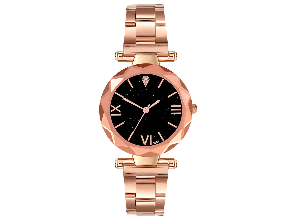 Reloj De Pulsera De Cuarzo Para Mujer Zhoulianfa Con Números Romanos Y Brazalete De Acero Color Oro Rosa.