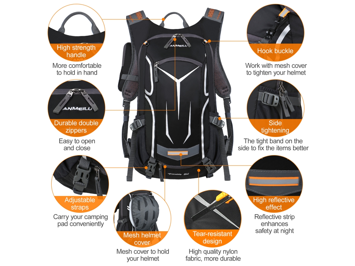 Mochila Impermeable De 18 Litros Para Ciclismo Con Funda Para La Lluvia, Ideal Para Acampada Al Aire Libre, Montañismo Y Ciclismo.