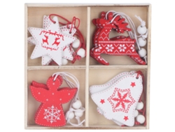 12 adornos navideños: árboles colgantes, pequeños adornos