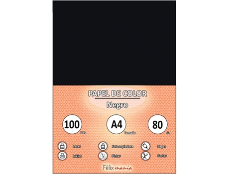 80Gr A4 Papel Negro 100 Hojas