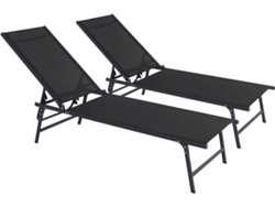 Juego de 2 tumbonas metálicas Sublima 180 x 54 x 104 cm negras Habitat Et Jardin