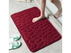 (rojo) Alfombra De Baño Antideslizante, Estampado De Piedras, Tejido No Tejido, Muy Absorbente, Lavable.
