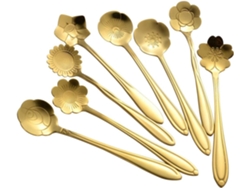 Juego de cucharas florales de acero inoxidable (8 piezas) - Cucharas reutilizables para té y café NEVEANCE