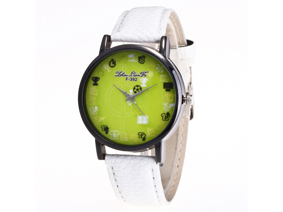 Reloj De Pulsera Deportivo De Moda Para Estudiantes Con Correa De Cuero Con Estampado De Lichi Blanco.