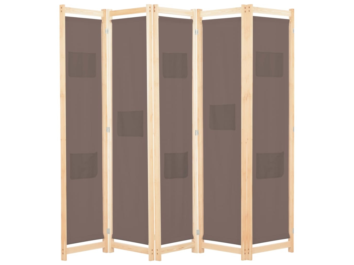 Separador LOVELY HOME con 5 Paneles de Tela Castaño (200 x 170 x 4 cm)