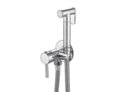 Grifo De Bidet De Latón Cromado Para Baño. Mezclador De Agua Fría Y Caliente Con Sprayer Montado En Pared Estilo Contemporáneo Chrome