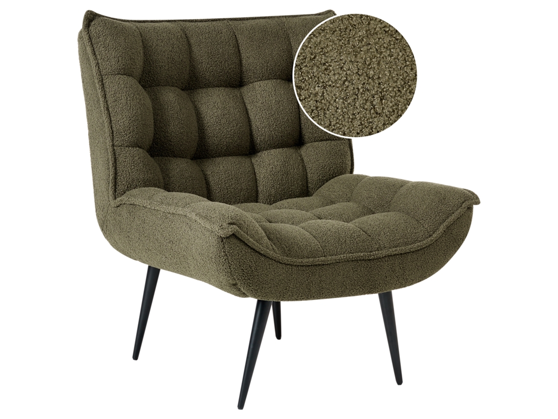 Beliani Sillón Alvesta De Bouclé Verde 73x79x92