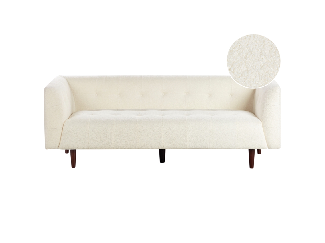 Sofá de 3 plazas Beliani Byske en bouclé crema 200x78x73