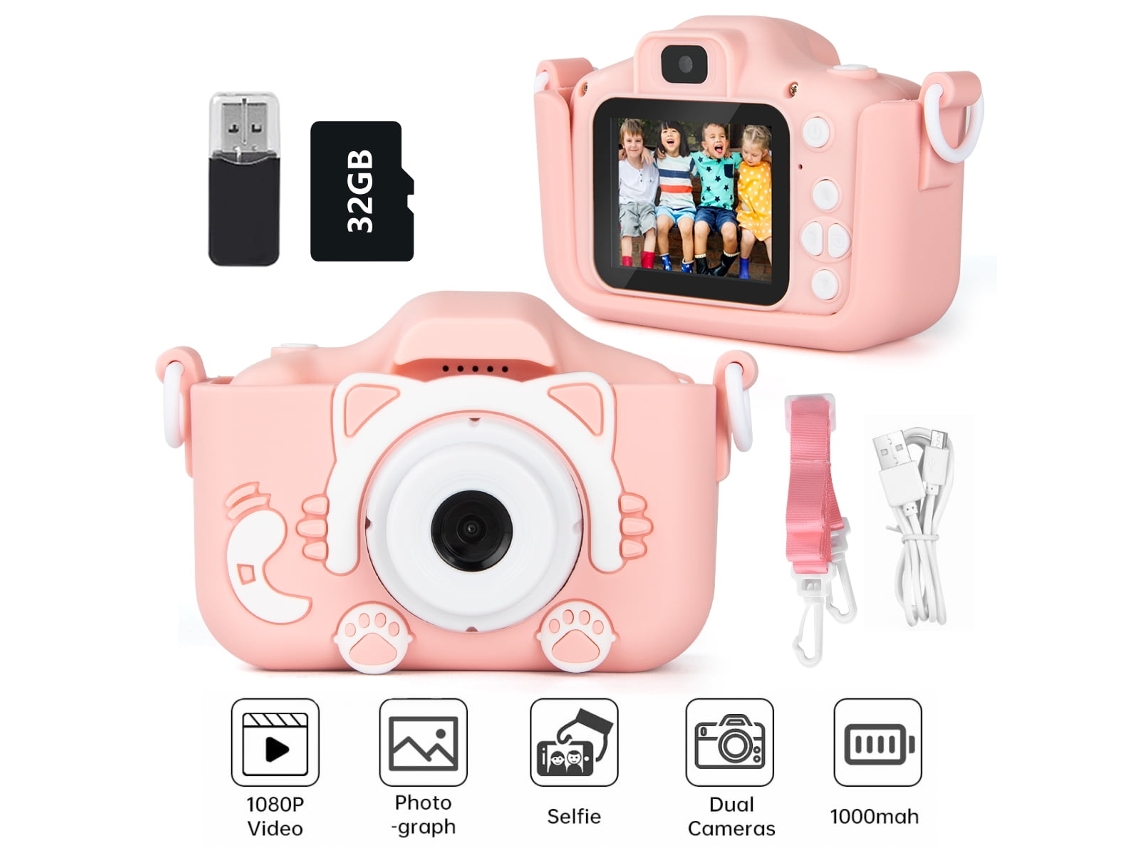 Cámara Digital Para Niños De 1080p, Minicámara De Juguete Para Niñas Y Niños De 3 A 9 Años, Color Rosa Gertiz