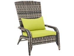 Silla De Jardín Adironrack Con Reposabrazos Y Cojines, De Ratán Y Acero, Para Uso Interior Y Exterior, 64x80x90 Cm, Verde.
