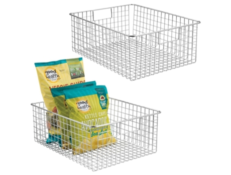 Organizador De Alimentos De Canasta En Alambre Metálico Con Hijas Integradas MDESIGN 16 X 12 X 6 2 Unidades Cromadas