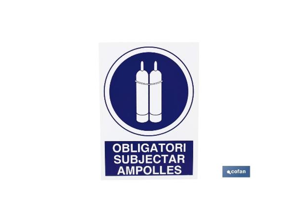 Señal poliestireno 297x210 mm obligatori subjectar ampolles