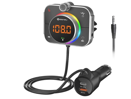 Transmisor FM Bluetooth, adaptador de radio para automóvil Bluetooth 5.0 Cargador de automóvil USB C Carga rápida PD20W y QC3.0, admite salida AUX ...