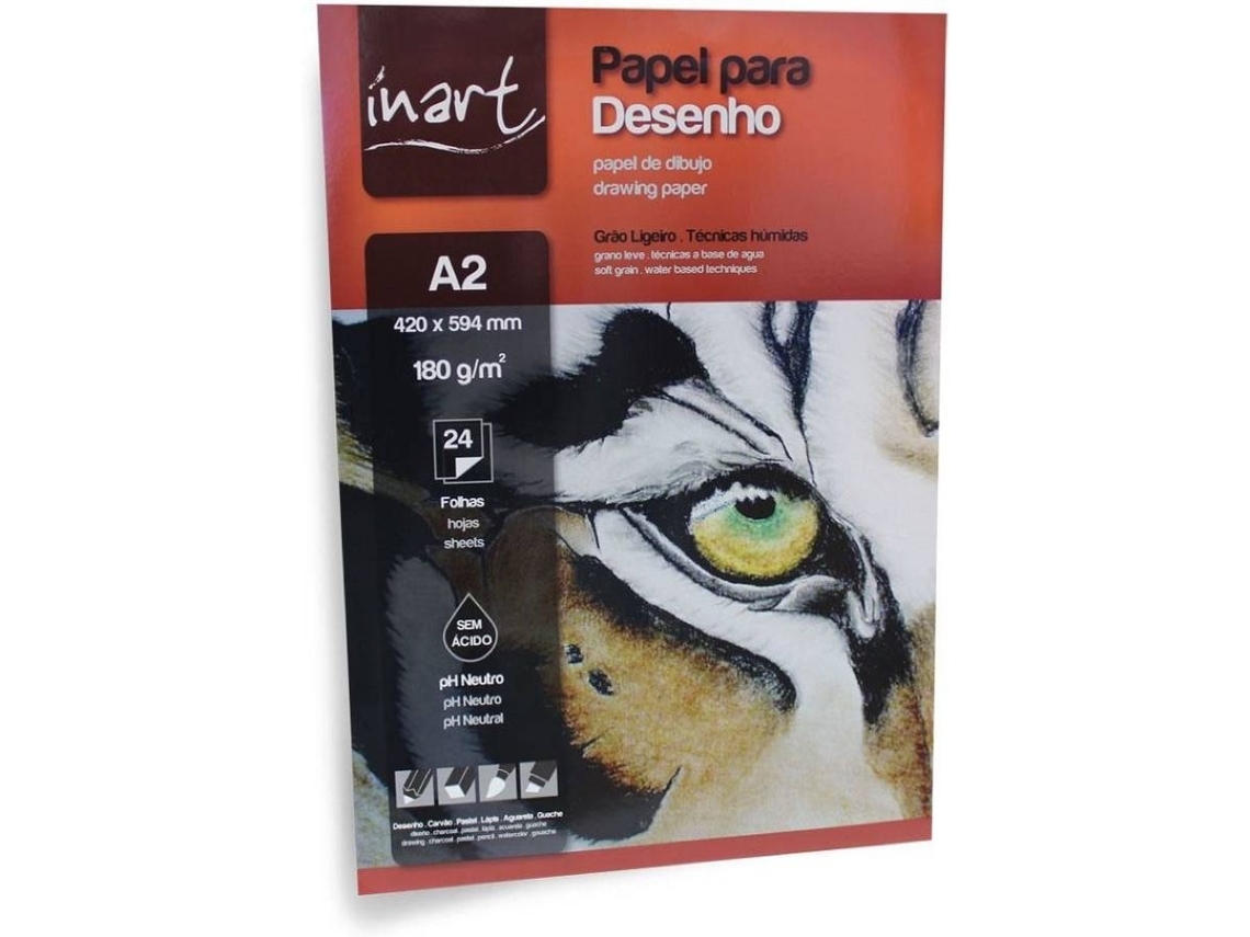 Bloc de Dibujo INART A2 180g (A2 - Liso - 24 Hojas)