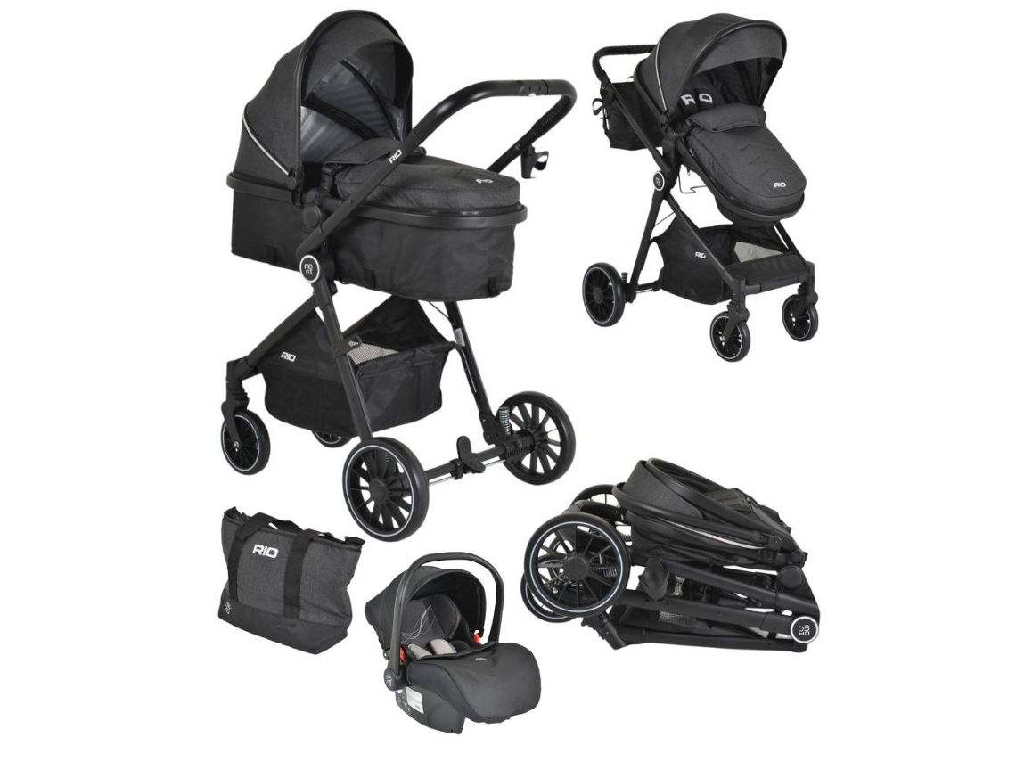 Carrito de bebé trío convertible RIO hasta 22 kg de MONI Black