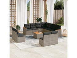 Conjunto de sofá de jardín de 12 piezas con cojines de mimbre gris DKD Home Decor