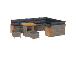 Maison Exclusive - Conjunto De Sofás De Jardín 13 Pcs Gris Ratán Sintético