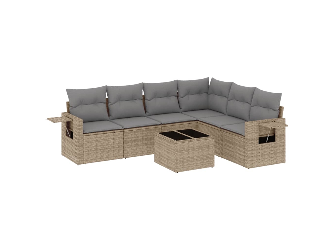 Maison Exclusive - Set Sofás De Jardín 7 Piezas Y Cojines Ratán Sintético Beige