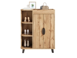 Zapatero Estrecho Con 2 Puertas Abiertas, Madera Multiusos